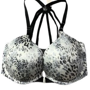 Victorias Secret Very Sexy Push Up Strappy Padded front close bra animal print